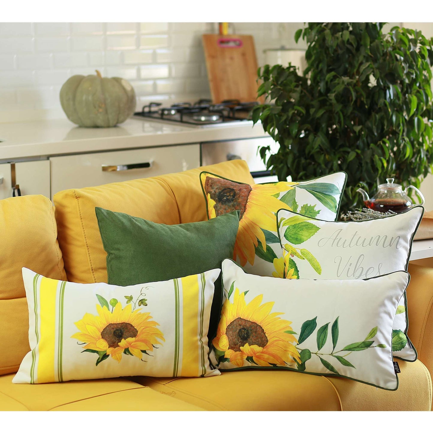 Autumn Vibes Sunflower Throw Pillow