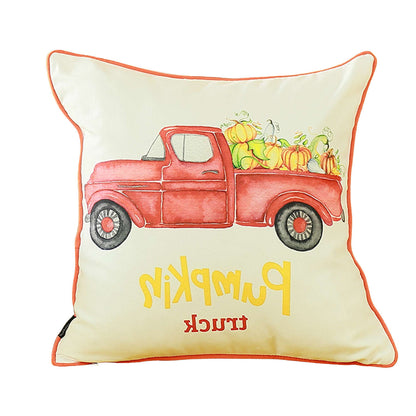 Red and White Pumpkin Truck Throw Pillow