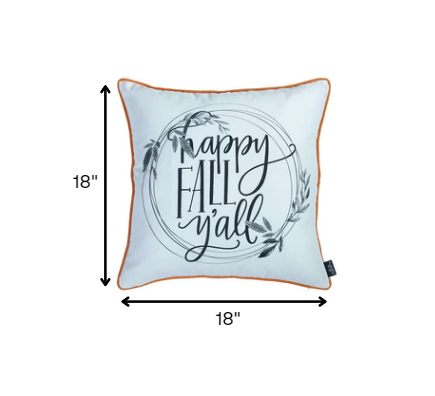 Black and White Happy Fall Throw Pillow