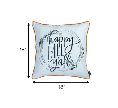 Black and White Happy Fall Throw Pillow