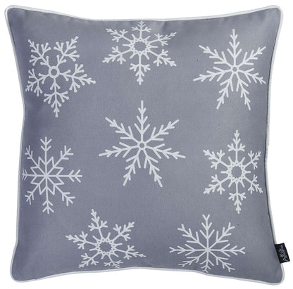 Gray and White Snowflakes Throw Pillow