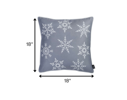 Gray and White Snowflakes Throw Pillow