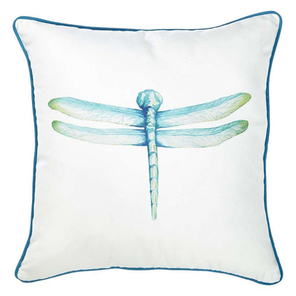Aqua Blue Watercolor Dragonfly Throw Pillow
