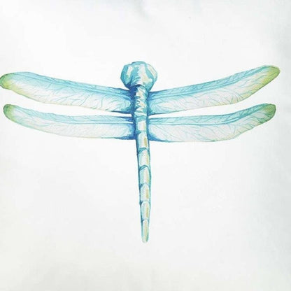 Aqua Blue Watercolor Dragonfly Throw Pillow
