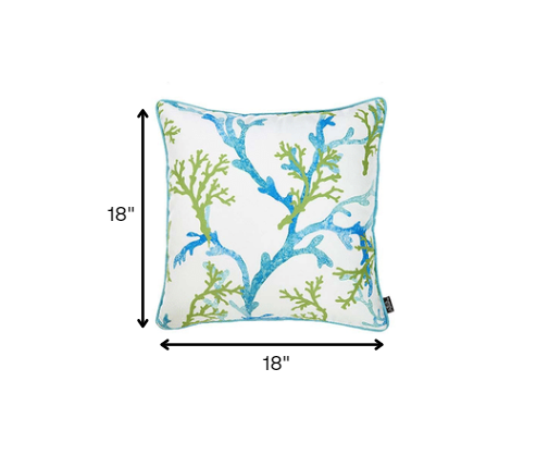 Blue and White Coral Marine Throw Pillow