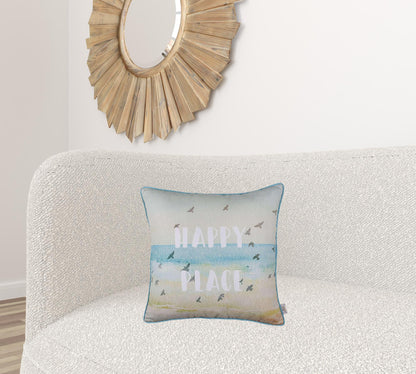 Happy Place Beach Quote Decorative Throw Pillow