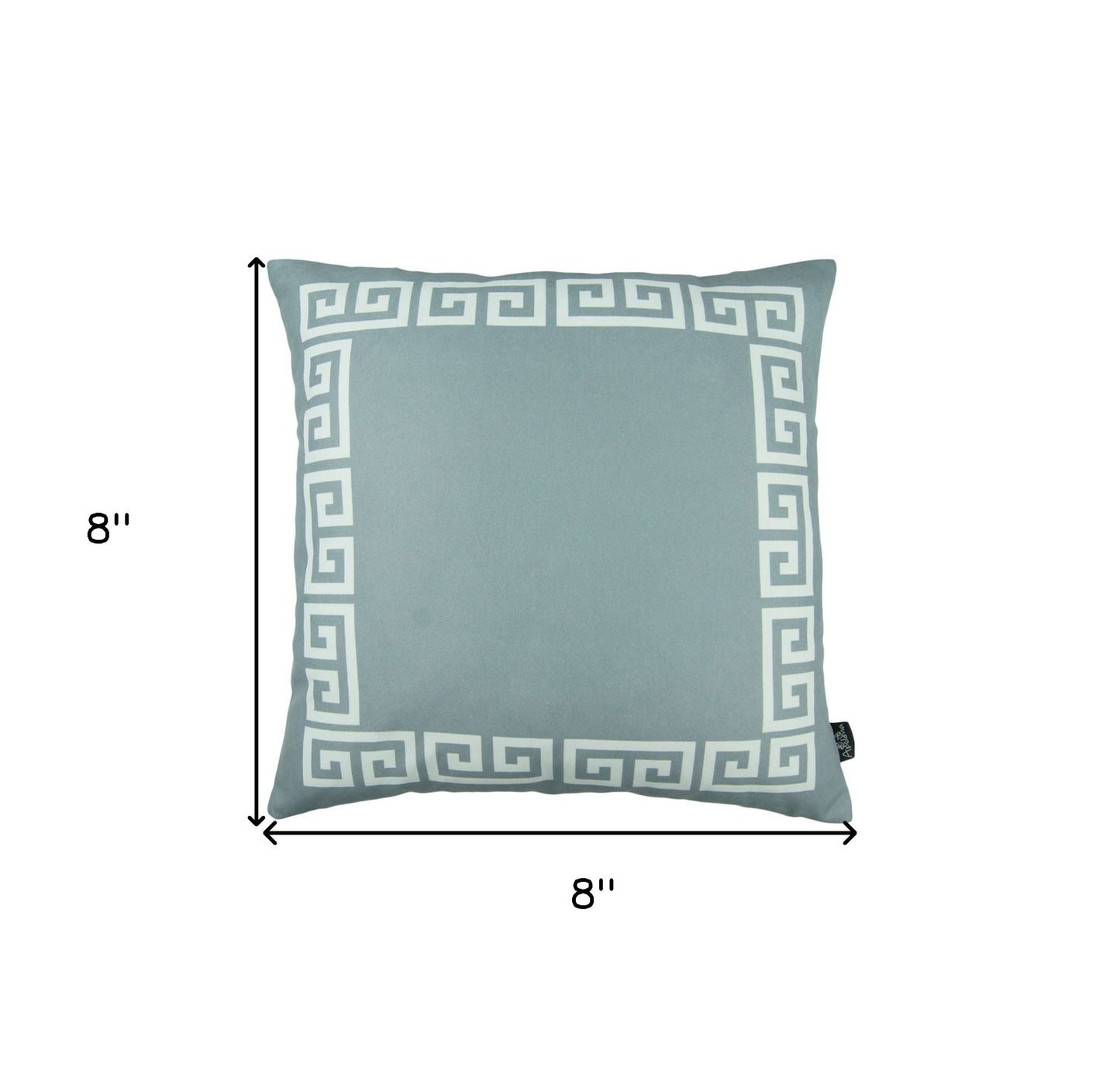 Gray and White Greek Key Bordered Throw Pillow