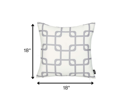 Gray and White Grid Geometric Throw Pillow