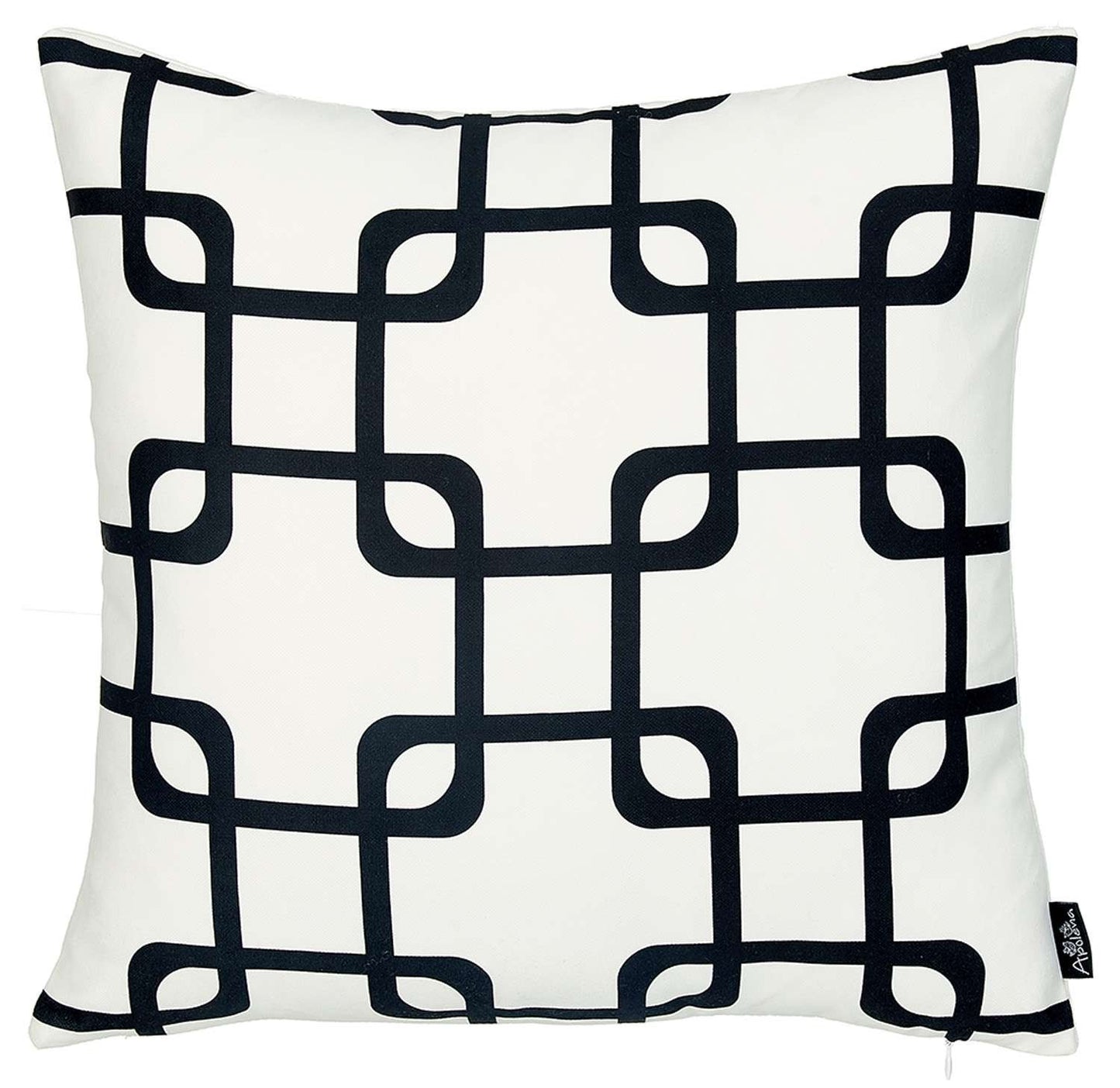 Black and White Grid Geometric Throw Pillow