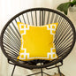 Yellow and White Geometric Border Throw Pillow