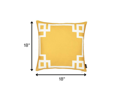 Yellow and White Geometric Border Throw Pillow