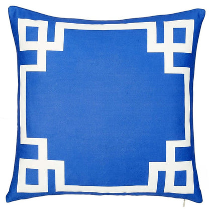 18" Blue And White Geometric Fabric Throw Pillow