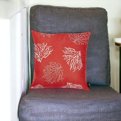 Red and Silver Coral Reef Decorative Throw Pillow