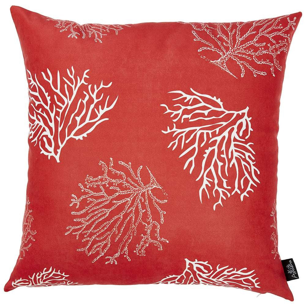 Red and Silver Coral Reef Decorative Throw Pillow