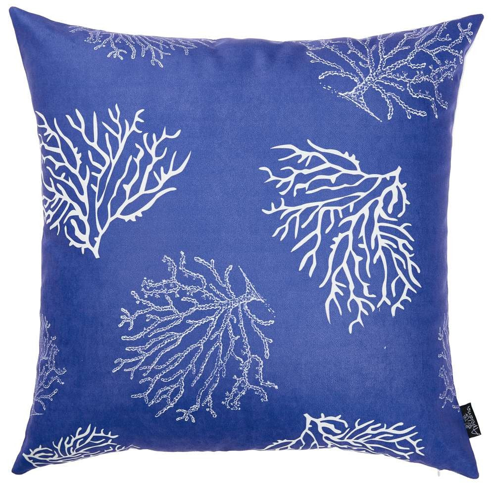 Blue and Silver Coral Reef Decorative Throw Pillow