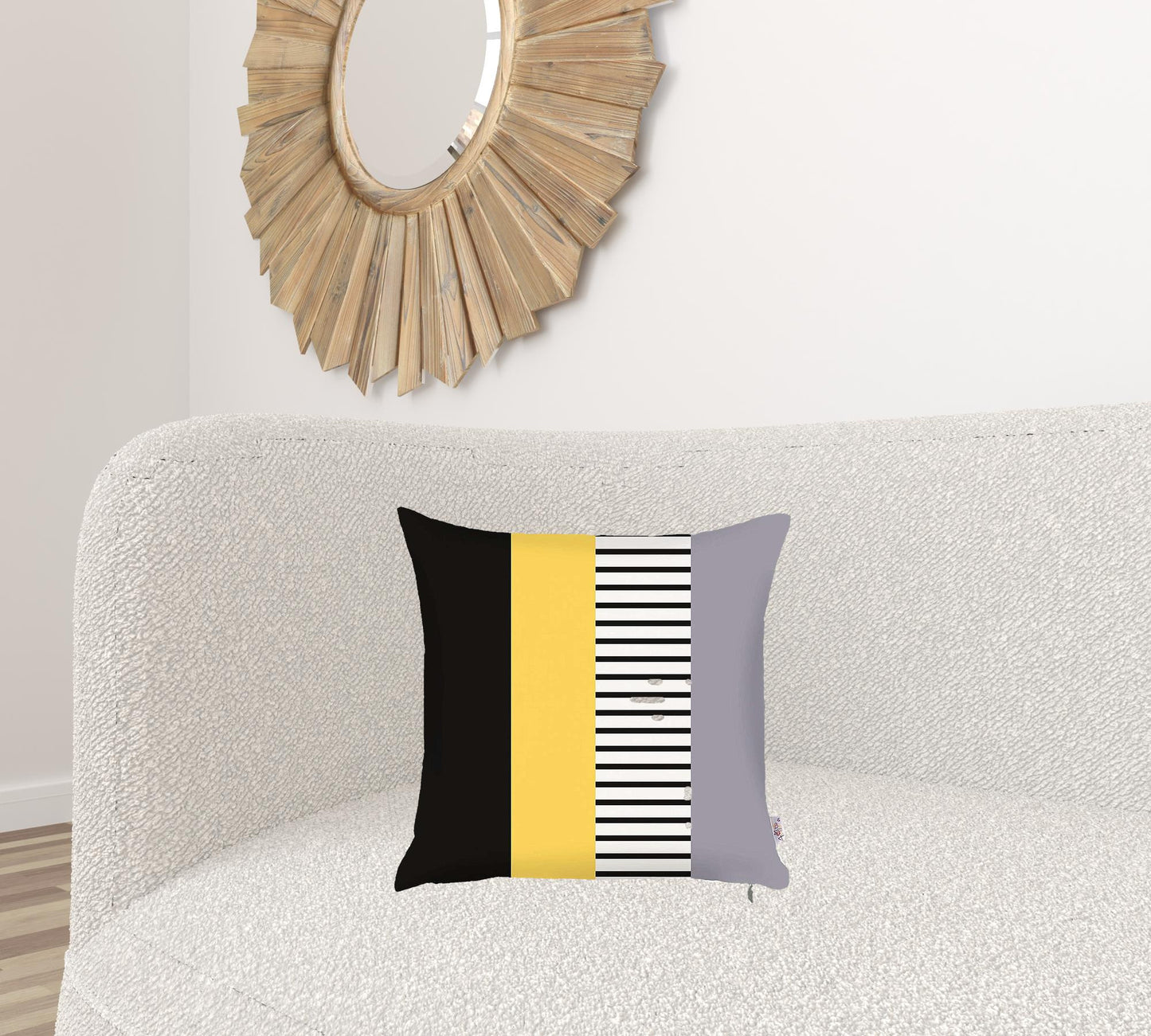 Multicolored Mixed Striped Geometric Throw Pillow