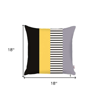 Multicolored Mixed Striped Geometric Throw Pillow