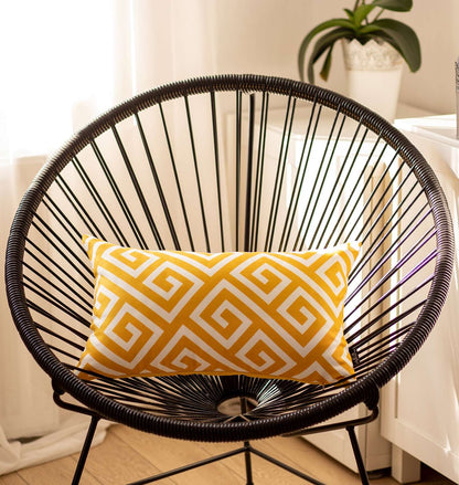 Yellow Greek Key Pattern Lumbar Throw Pillow