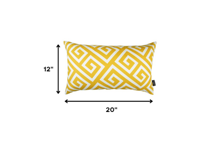 Yellow Greek Key Pattern Lumbar Throw Pillow