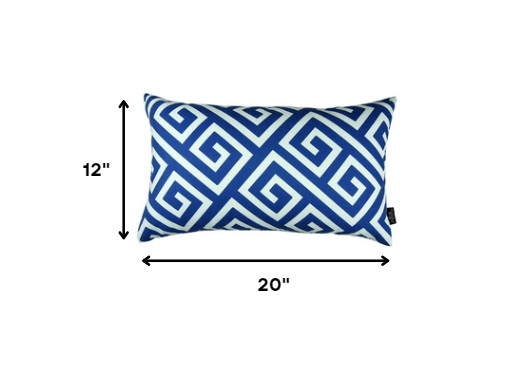 Blue Greek Key Pattern Lumbar Throw Pillow