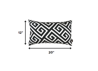 Black Greek Key Pattern Lumbar Throw Pillow