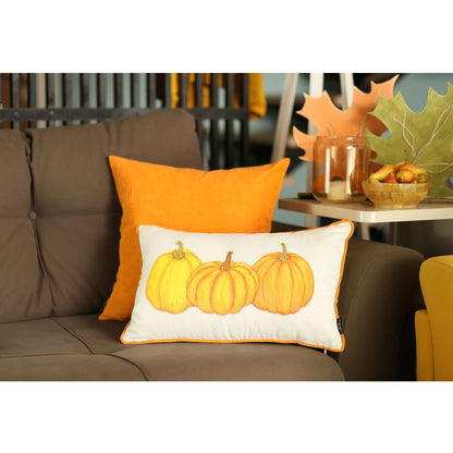 Orange Triple Pumpkin Lumbar Throw Pillow