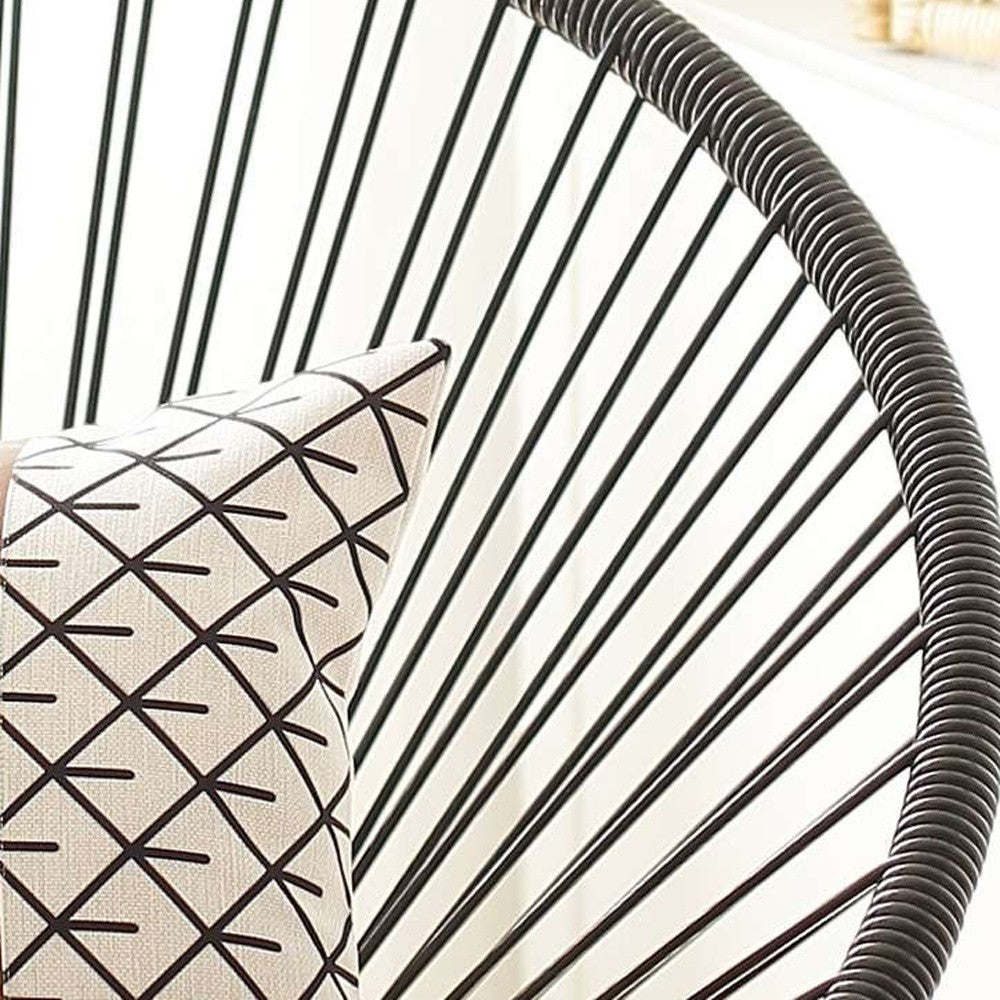 Monochromatic Lattice Faux Leather Throw Pillow