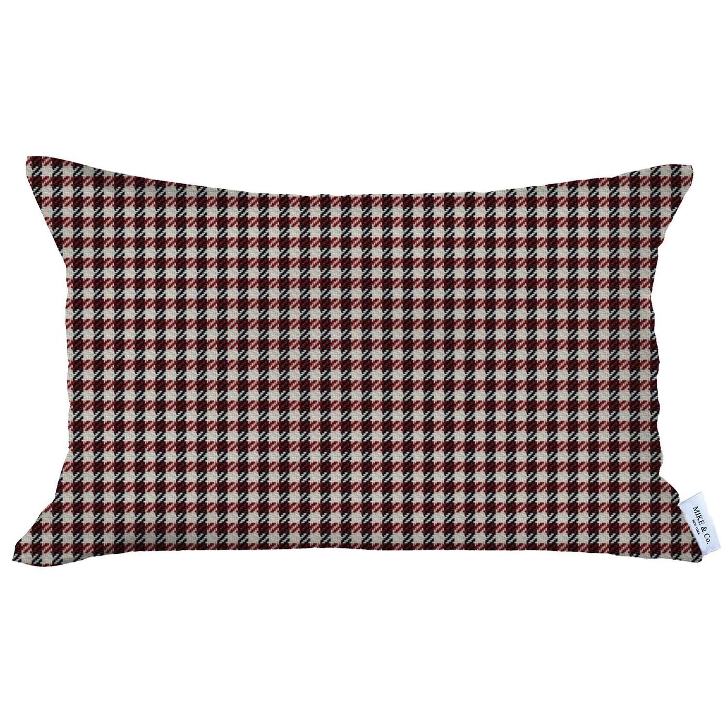 Red Houndstooth Lumbar Throw Pillow