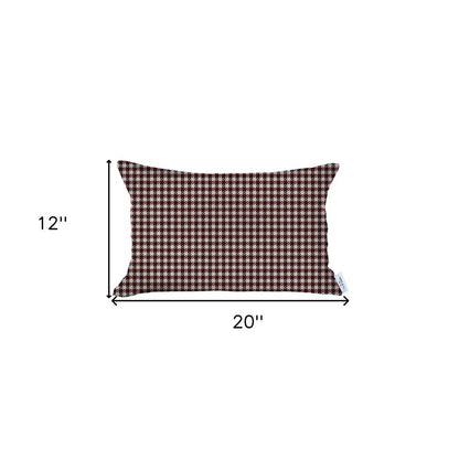 Red Houndstooth Lumbar Throw Pillow