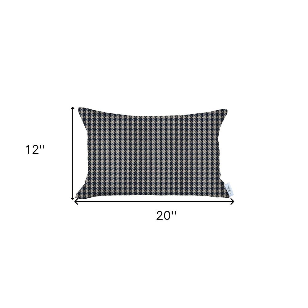 Gray Houndstooth Lumbar Throw Pillow