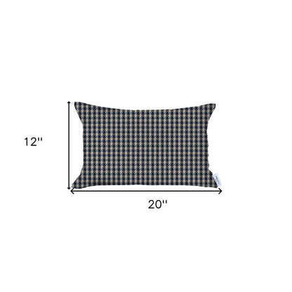 Gray Houndstooth Lumbar Throw Pillow
