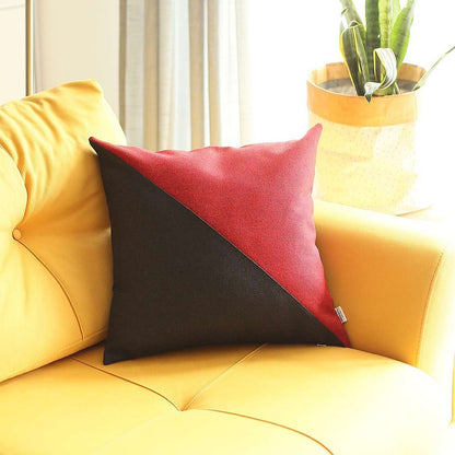 18" Red And Black Fabric Throw Pillow
