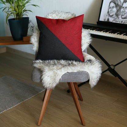 Red and Black Diagonal Decorative Throw Pillow