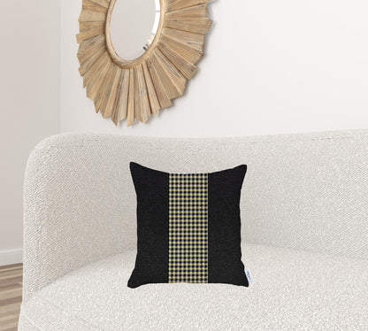 Black and Yellow Houndstooth Throw Pillow