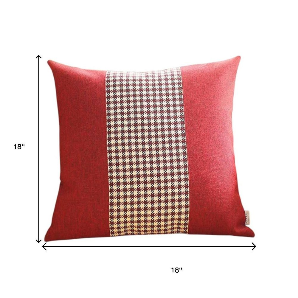 Red and Black Houndstooth Throw Pillow