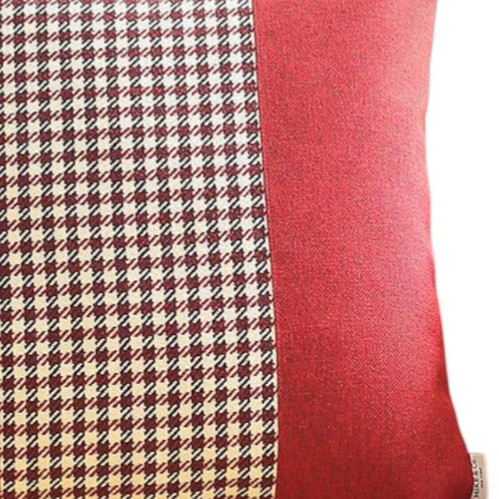 Red and Black Houndstooth Throw Pillow