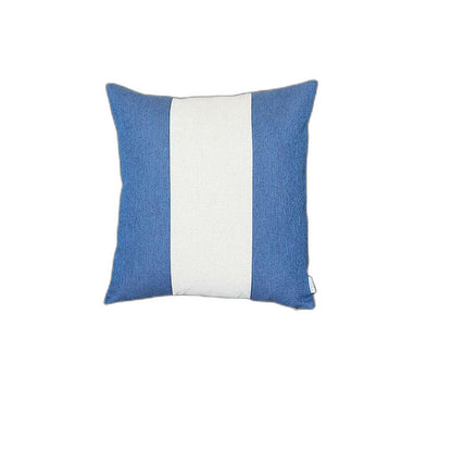 Blue and White Centered Strap Throw Pillow