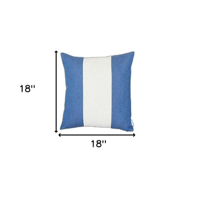 Blue and White Centered Strap Throw Pillow