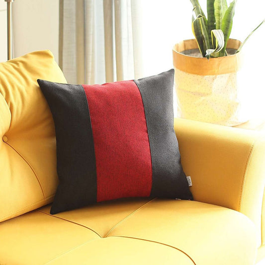 18" Red And Black Fabric Throw Pillow