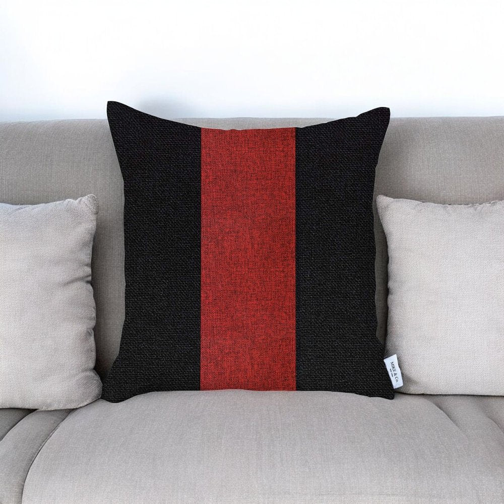 18" Red And Black Fabric Throw Pillow