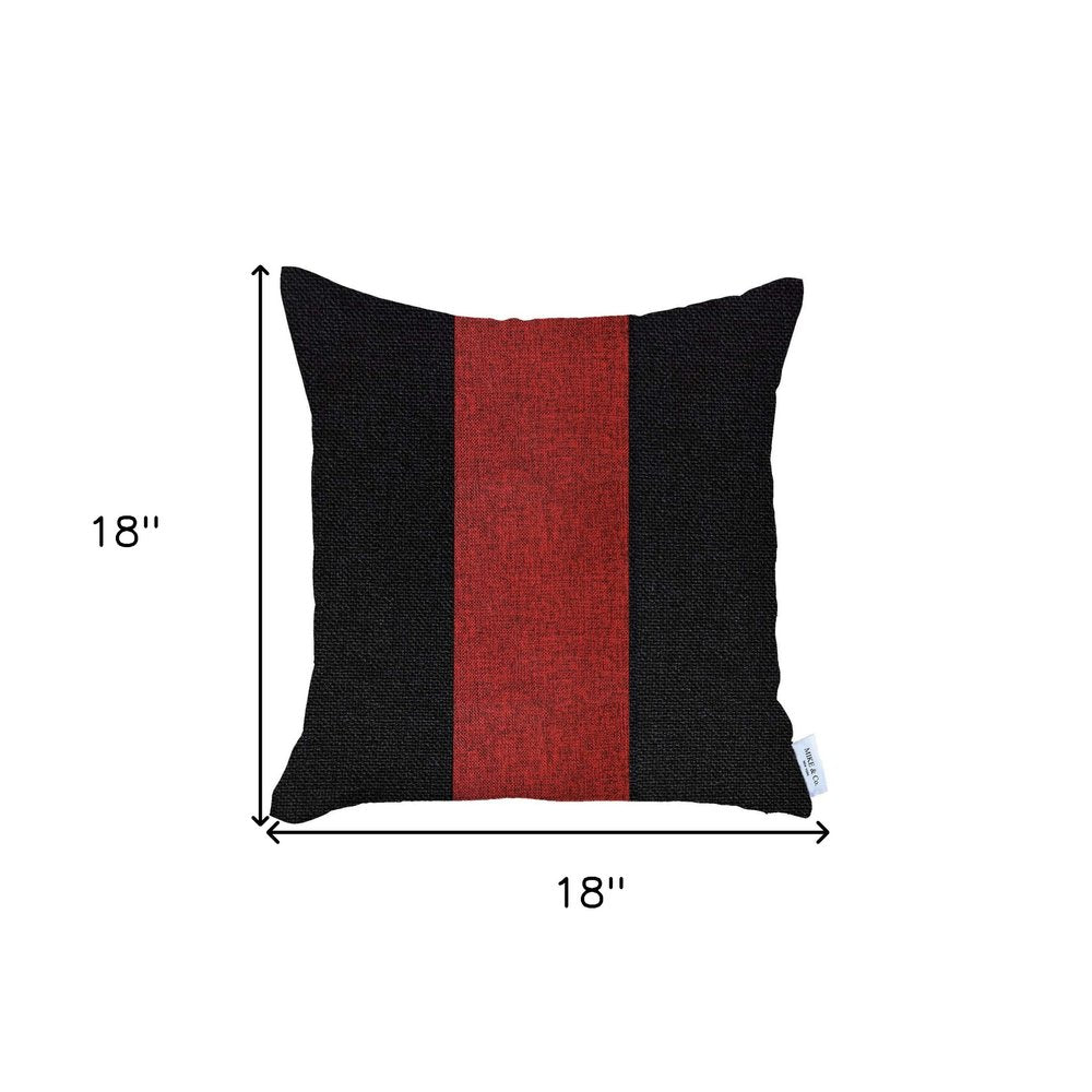 18" Red And Black Fabric Throw Pillow