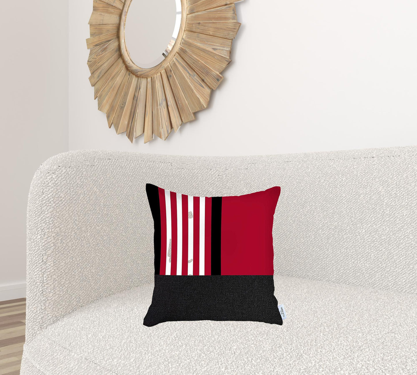 Red and Black Printed Geometric Throw Pillow