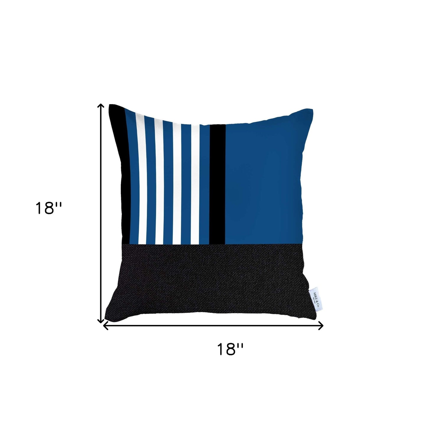 Blue and Black Printed Geometric Throw Pillow