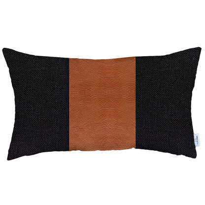 Black Base and Brown Center Lumbar Throw Pillow