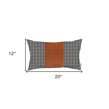 Brown Band Houndstooth Lumbar Throw Pillow