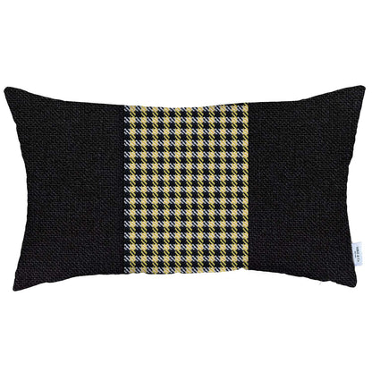 Yellow and Black Houndstooth Lumbar Throw Pillow