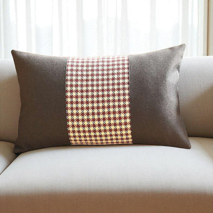 Red and Black Houndstooth Lumbar Throw Pillow