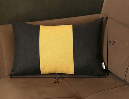 Black and Yellow Midsection Lumbar Throw Pillow