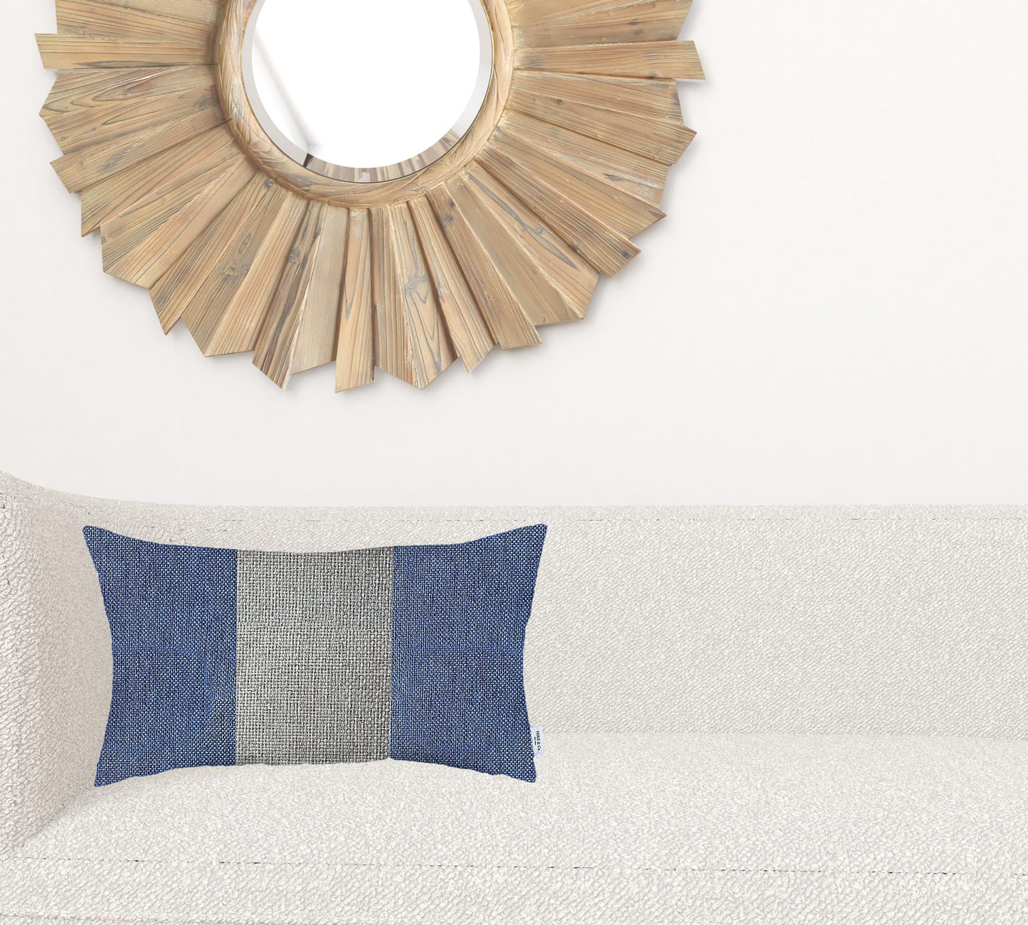 Blue and White Midsection Lumbar Throw Pillow