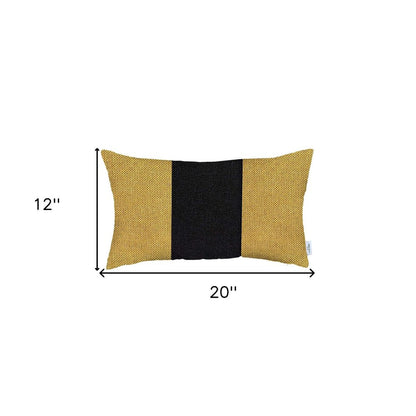 Yellow and Black Midsection Lumbar Throw Pillow